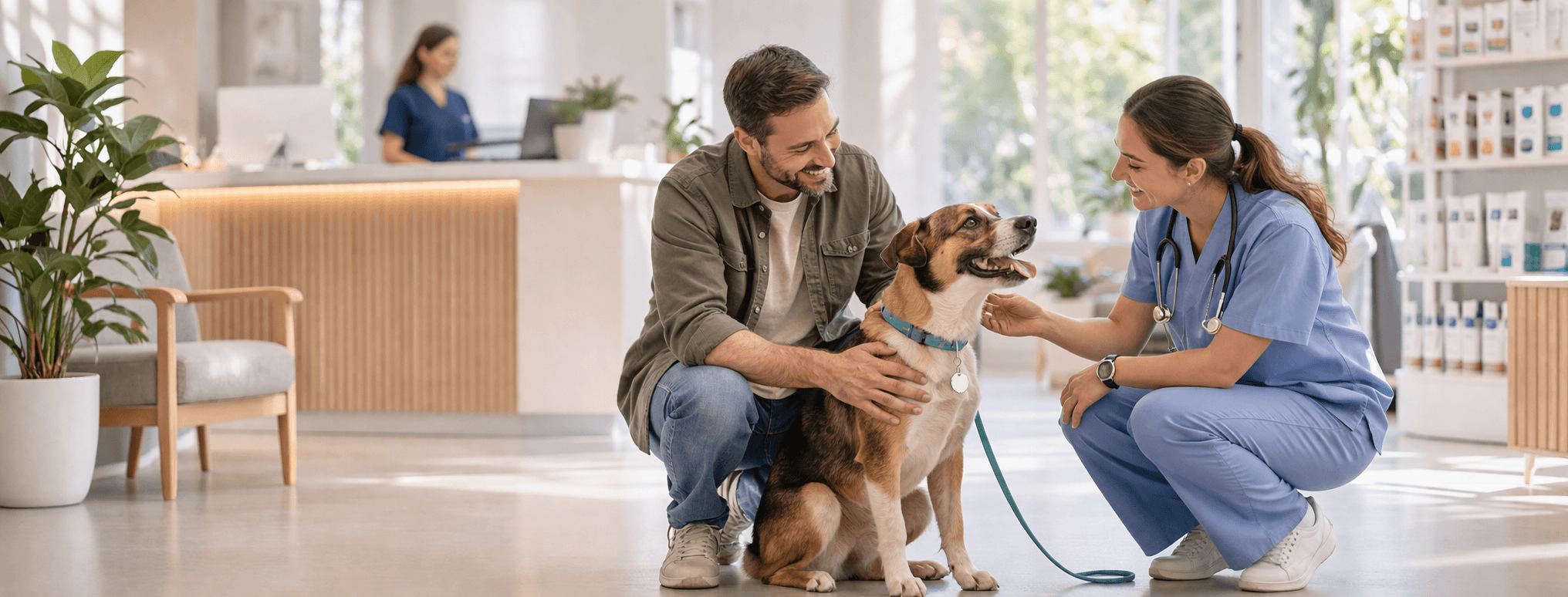 A calm dog in the exam room — the outcome clinics want every time