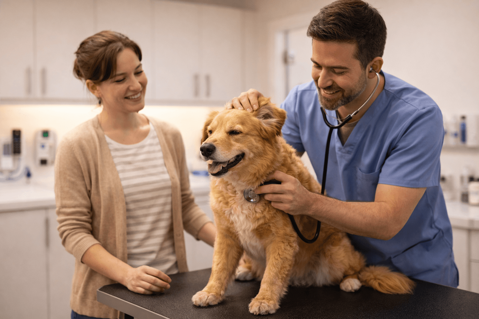 A relaxed dog during a smooth veterinary exam